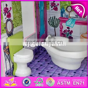 New Design 16 Pieces of Furniture Elegant Dollhouse Suite Wooden 18 Inch Doll House for Children W06A232 thumbnail-5