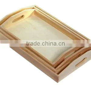 Wholesale Pine Wood Serving Tray Wooden Wine Glass Tray Wooden Food Tray thumbnail-1