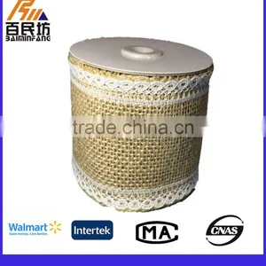 Fashion Wired Jute Fabric Roll With Lace Eco-friendly QY 50x50 thumbnail-1