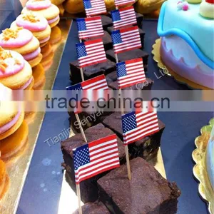 Mini Birch Wooden Toothpick With Flag Size thumbnail-1