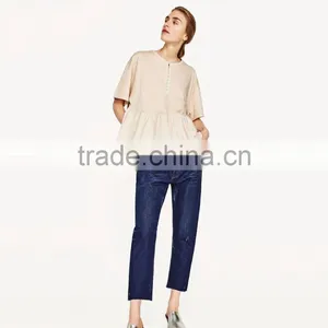 OEM Wholesale Custom Made Asymmetric Frilled Top Latest Design Girls Woman Top thumbnail-3