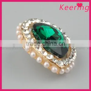 Fashionable Wholesale Water Green Bead Rhinestone Metal Button WBK-1465 thumbnail-2