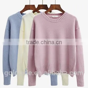 2016 New Korean Style Spring Winter Autumn Round Neck Long Sleeve Plain Women Sweater thumbnail-1