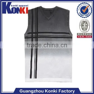 Cheap Custom Black and White Color Mixture Knitted v Neck Sweater Vest thumbnail-1