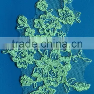 Color Corded Embroidery Bridal Lace Applique Wedding Dresses DIY Lace Applique Motif Corded & Embroidered Lace Applique thumbnail-1