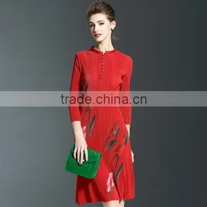 Vintage Chinese National Stand Collar Women Dresses 2017 thumbnail-1