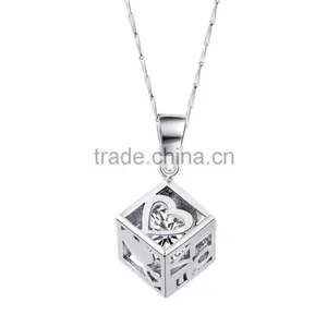 Modern Personalized Design Jewelry 925 Silver Rubik's Cube Pendant thumbnail-3