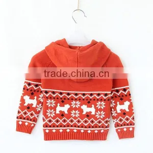 Kids Wool Sweater Hooded Xmas Knitting Cardigan thumbnail-4