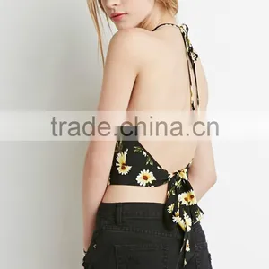 Fashion Fully Lined Print Top Wholesale Halter Sexy Woman Crop Top thumbnail-5