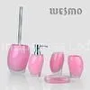 5 Piece Break Resistance Decorative Hotel Pink Color Polyresin Bathroom Sets thumbnail-1