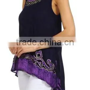 Women's Wear Designer Embroidered Rayon Tops With Long Back Panel thumbnail-1