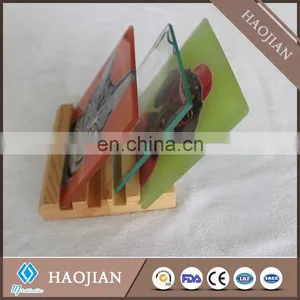 4 Recess Beautiful Solid Wood Coaster Holder, Square Wooden Base of Coaster thumbnail-5