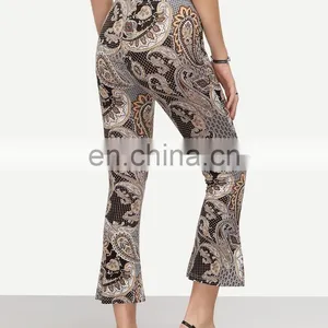 High Quality Custom Pants Wholesale Multicolor Tribal Print Flare Trousers New Style thumbnail-3
