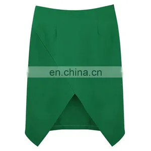 High Quality Fashion High Waisted Plain Woven Fabric Lady Pencil Skirt thumbnail-1