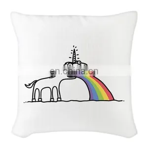 OEM Custom LOGO Colorful Cartoon Rainbow Unicorn Home Decor New Design Pillow Case Car Seat Cushion Cover thumbnail-6
