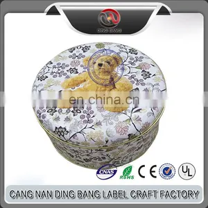 Wholesale High Grade Package Box Type European Style Wedding Souvenir Food Grade Metal Bear Round Cookie Box thumbnail-1