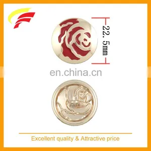 Zinc Alloy Custom Enameled Rose Flower Pattern Snap Button thumbnail-4