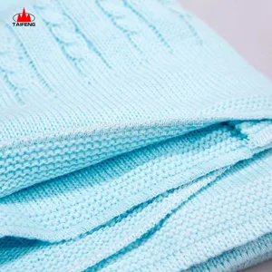 100%acrylic 100%cotton 100%wool Cable Knit Throw Blanket, With Back Lambswool thumbnail-3
