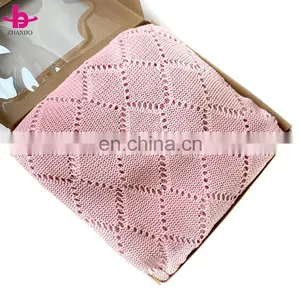 Cable Knit Newborn Baby Blanket Wholesale Kids Cashmere Knitted Blanket thumbnail-1