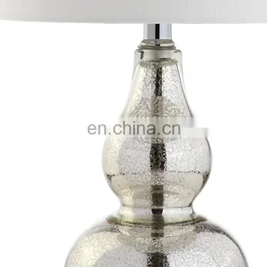 China Classical Calabash Shape Creative Custom Clean Glass Base Cheap Bedside Lamps for Office Restaurant Hotel thumbnail-2