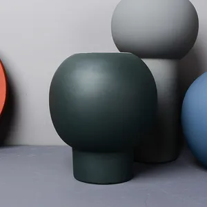New Product Morandi Ball Rubber Paint Ceramic Table Flower Vase For Landscape Engineering thumbnail-3