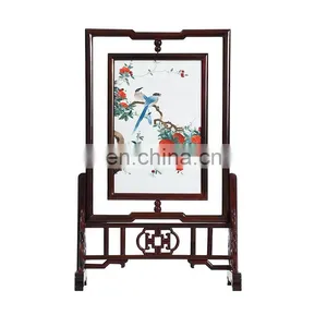 Chinese Style Craft Gift Square Screen Dual-faced Silk Embroidered Drawing Furnishing Ornaments With A Wooden Frame For Decoration thumbnail-1