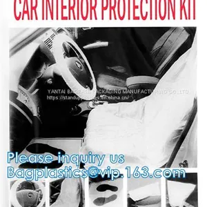 Plastic Drop Sheet, Cloth, Masking Film, Disposable Car Cover, 5 in 1 Auto Clean Kits, Disposable Seat Cover, Steer Cover thumbnail-5