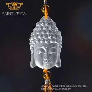 Handmade Crystal Religious Kwan Yin Buddha Head Car Hanging Pendant thumbnail-1