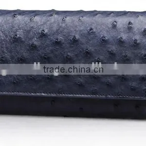 High Quality Customized Logo Genuine Real Ostrich Leather Clutch Wallet for Women thumbnail-6