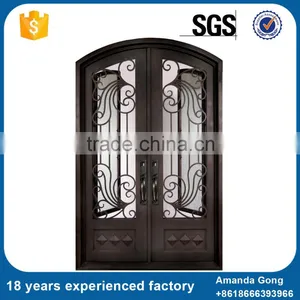 Wrought Iron Arch Top Double Entry Door thumbnail-3