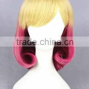Cheap Wholesale High Quality 35CM Short Colorful Blonde Rose Red Women Lolita Party Wig thumbnail-2