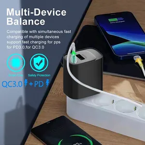1a1c Output Us Plug 20W Fast Power Adapter 5V 3A, 9V 2.22A USB Transformer 12V 1.67A Type C Mobile Phone PD Charger thumbnail-5
