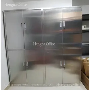 Heavy Duty Stainless Steel Locker SS3453 With Reinforced Hanging Rod & High-Load Capacity Shelves, 1.0mm Thick Storage for Fire Station, Police Dept thumbnail-1