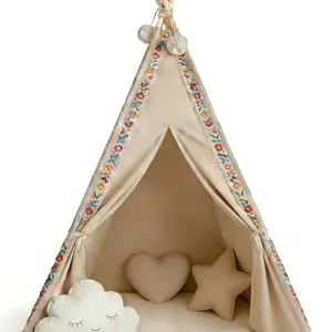 Indoor Teepee Tent for Kids With Stars Led Lights - Pop-Up Playhouse for Boys and Girls thumbnail-3