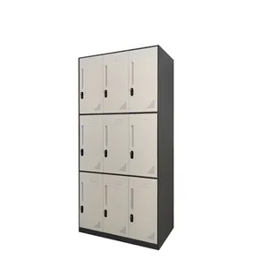 Black and White 9 Doors Steel Storage Cabinet Locker Customized Metal Gym Locker With Combination Lock thumbnail-2