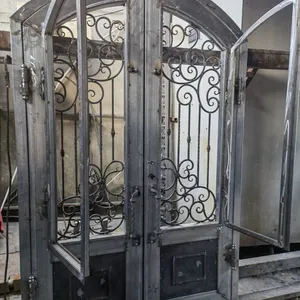 Front Double Wrought Iron Door French Doors Steel Glass Door China thumbnail-5