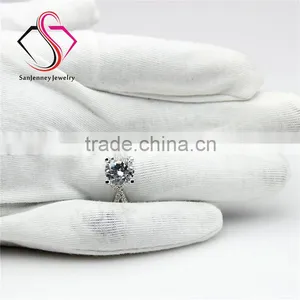 Round Brilliant Cut Moissanite 2CT 8.0mm Center 14k 18k White Yellow Gold Diamond Engagement Ring thumbnail-5