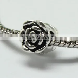 Pdora Jewelry Accessories, Rose Shape DIY Zinc Alloy Hanging and Slider Beads thumbnail-1