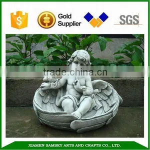 17" Resin Cherub Angel Bird Feeder thumbnail-1