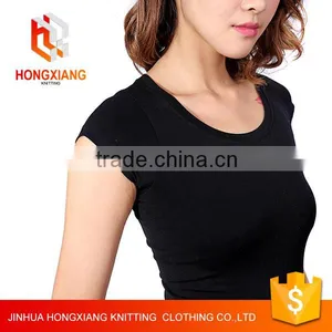 Fashion Custom Woman Printing Black T Shirt Blank O Neck 100%Cotton T-shirt thumbnail-1