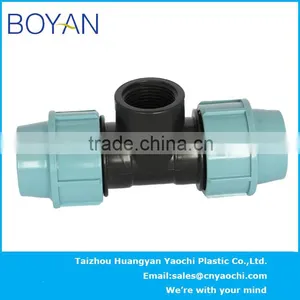China Supplier PP Compression Quick Pipe Fittings for Irrigation Female Tee thumbnail-1