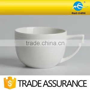 White Durable Ceramic Stripe Espresso Cup With Saucer thumbnail-4