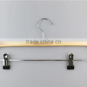 Bulk Cheap Laminated Clothed Wooden Hanger With Clips Quality Choice thumbnail-2
