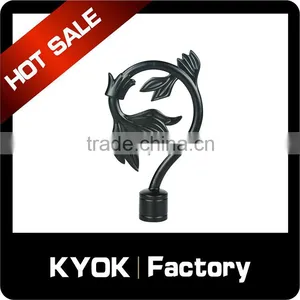 Home Decorative 16mm/19mm Black Series Curtain Rod, Good Price Wholesale Leaf Finials, Strong Bearing Iron Curtain Brackets thumbnail-2