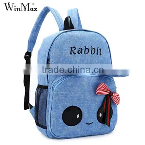 Korean Style Canvas Backpack Bag for Girls Bowknot Travel School Bag thumbnail-2