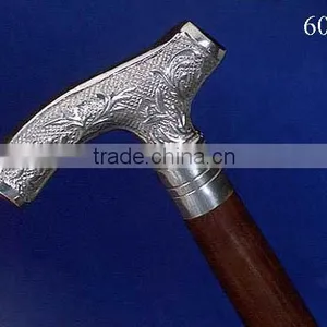 Wooden Walking Stick With Brass/Metal Handle thumbnail-1