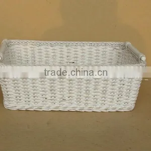 CD Rack White Wash Rattan Basket thumbnail-1