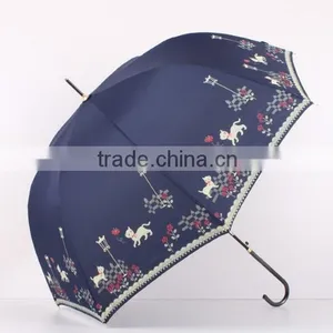 23 Inch Stick Crook Handle Cat Print Lady Umbrellas thumbnail-2