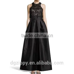 Black Floral Brocade And Sateen Evening Gown Latest Gown Designs thumbnail-2