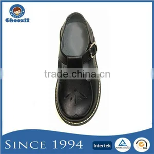 Wide Size Customized Pure Black Buckle Children School Shoes thumbnail-2
